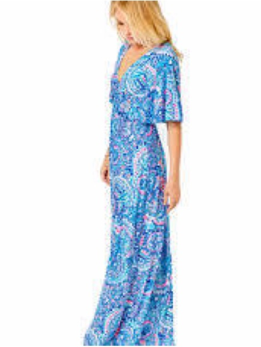 Lilly Pulitzer Minka Maxi Dress Blue Grotto Commotion In The Ocean Size 6 - Picture 2 of 5